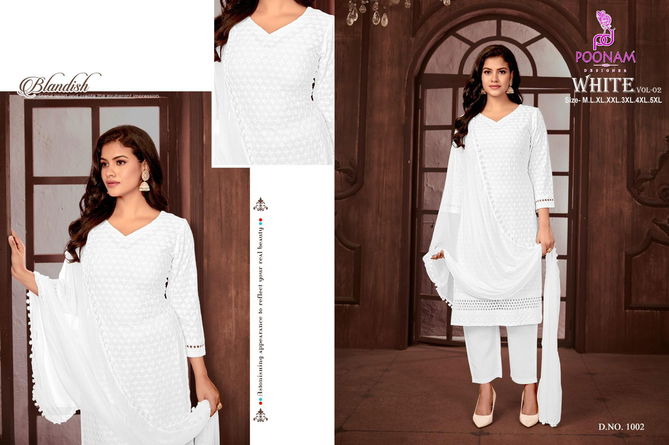 White Vol 2 By Poonam White Rayon Kurti With Bottom Dupatta Wholesale Online
